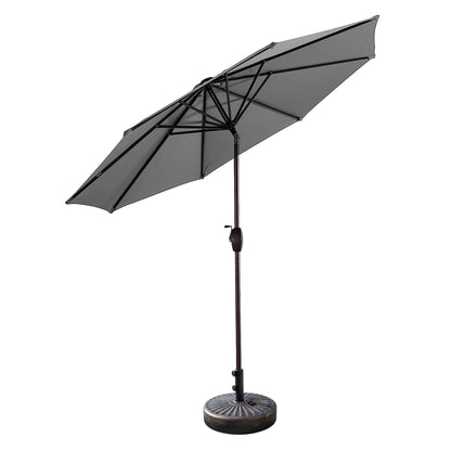 Parasol de terrasse Lopes de 2,74 m (9 pi) avec pied et support lestés finition bronze inclus