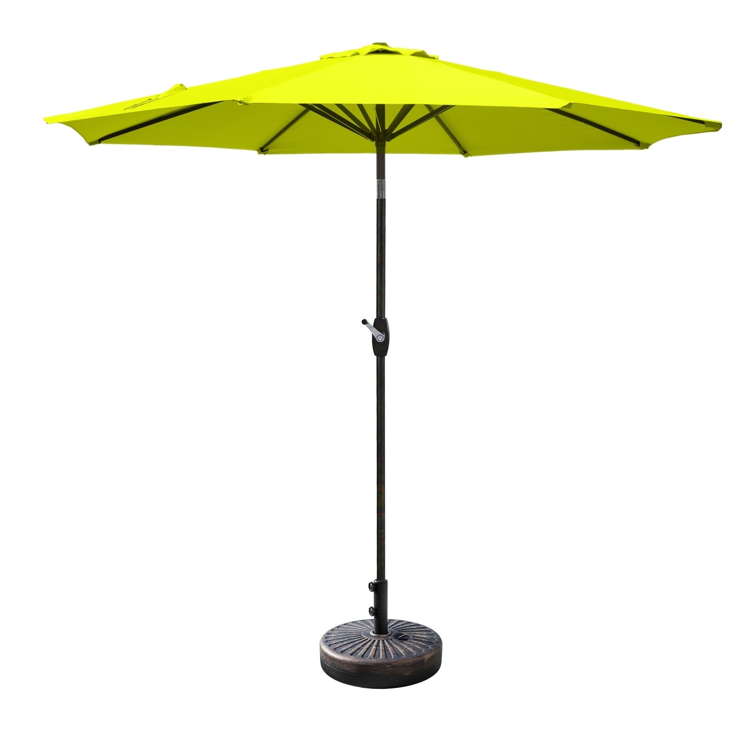 Parasol de terrasse Lopes de 2,74 m (9 pi) avec pied et support lestés finition bronze inclus