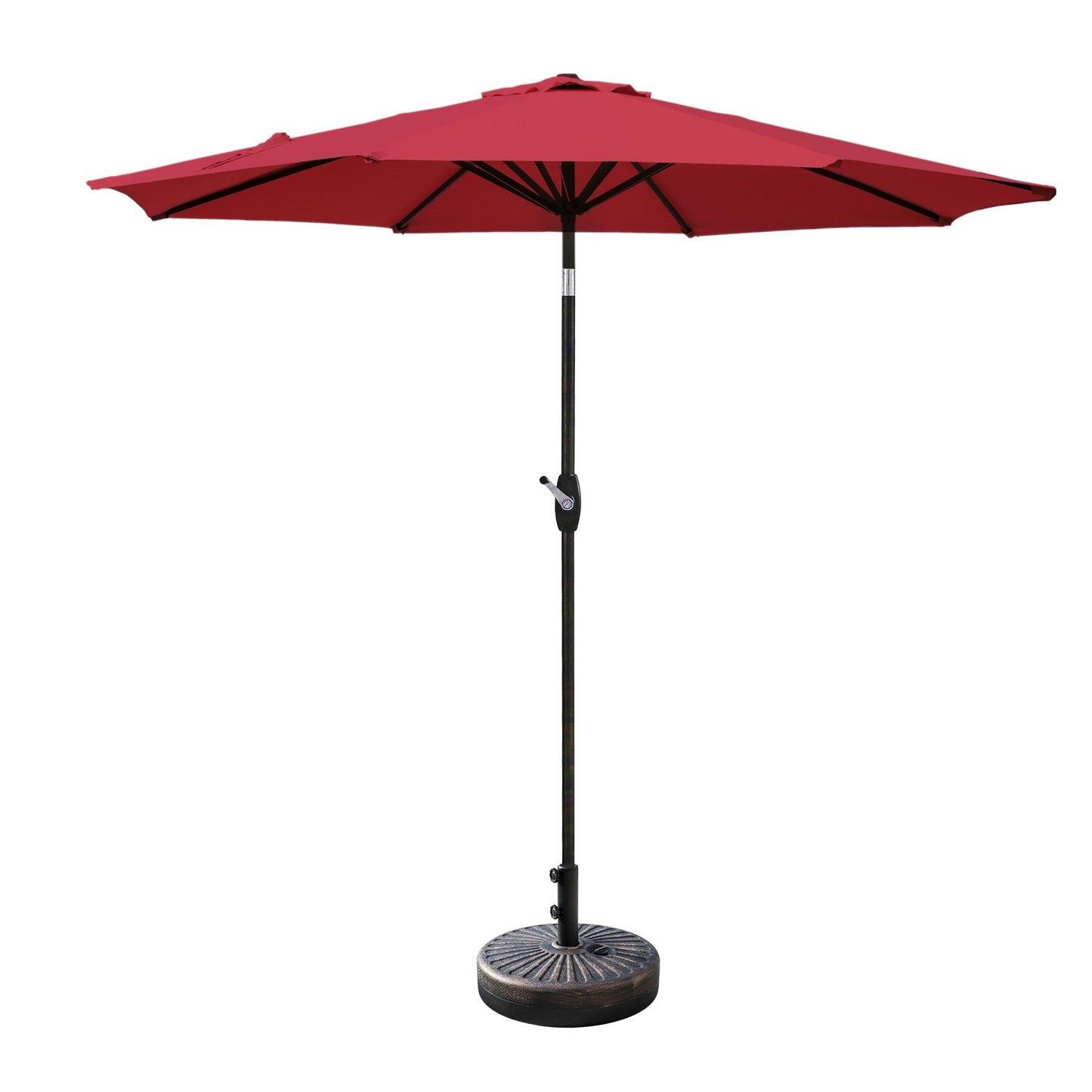 Parasol de terrasse Lopes de 2,74 m (9 pi) avec pied et support lestés finition bronze inclus