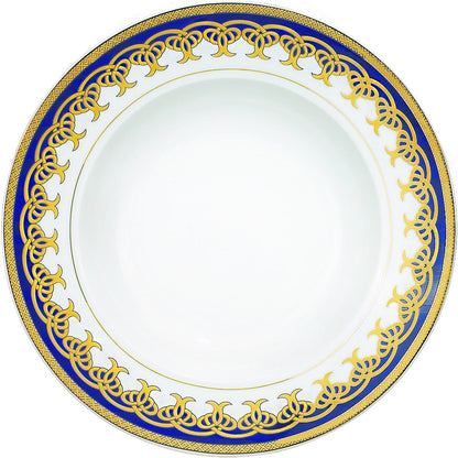 Service de table en porcelaine 57 pièces Lorren Home Trends, accents or et bleu