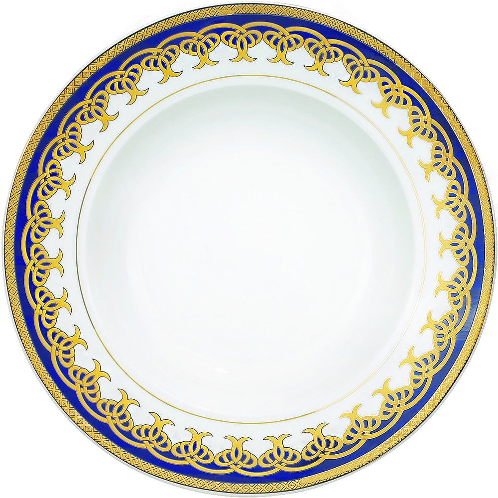 Service de table en porcelaine 57 pièces Lorren Home Trends, accents or et bleu