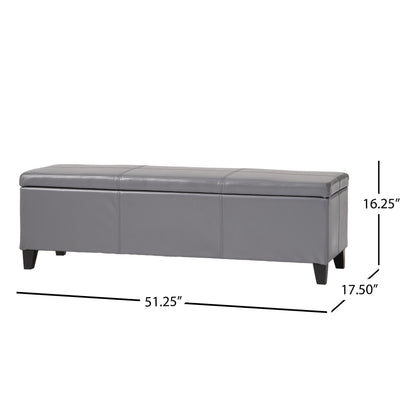Banc de rangement Lucinda en similicuir de Christopher Knight Home - 51,25 cm L x 17,50 cm l x 16,25 cm H