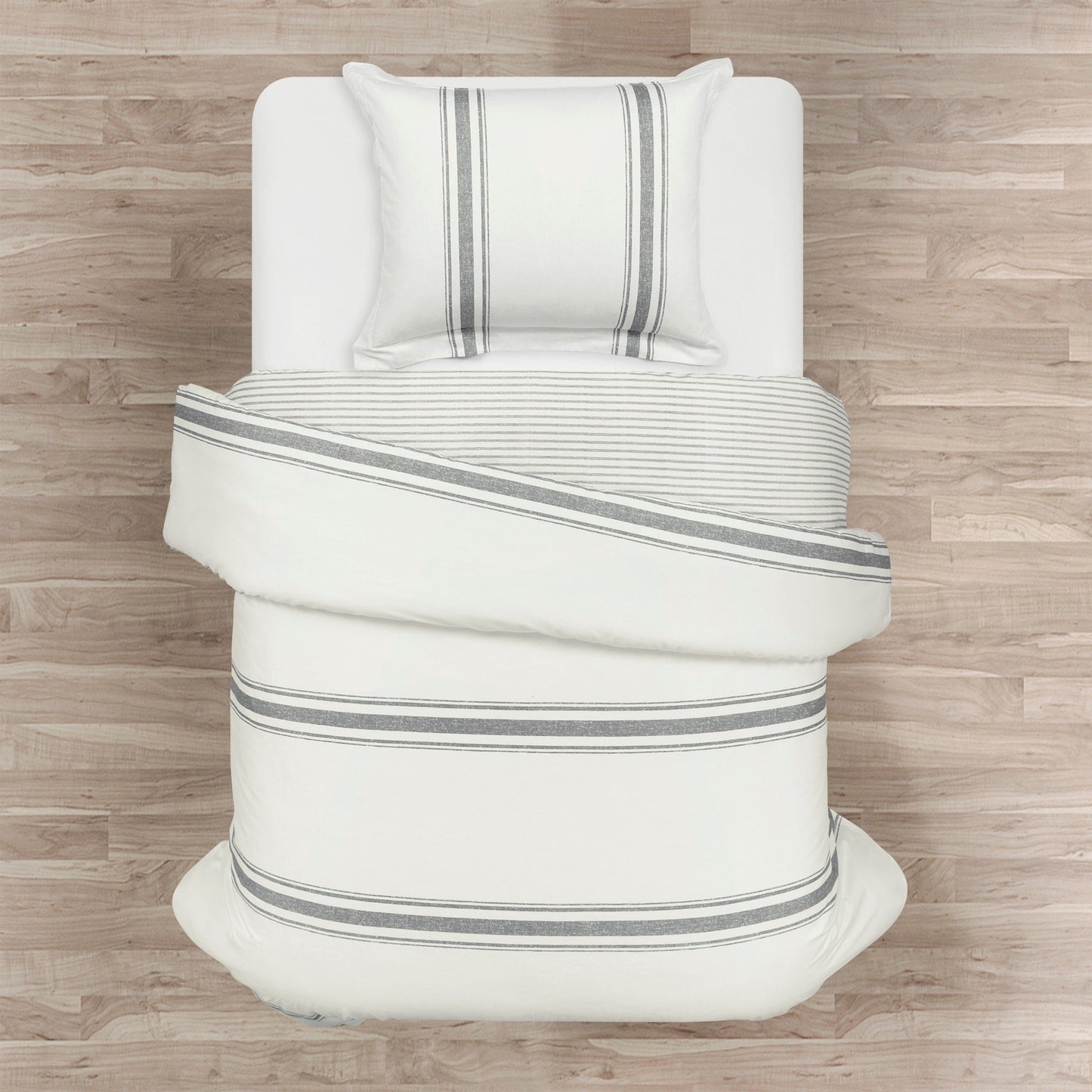 Ensemble de housse de couette 3 pièces à rayures style ferme Lush Decor