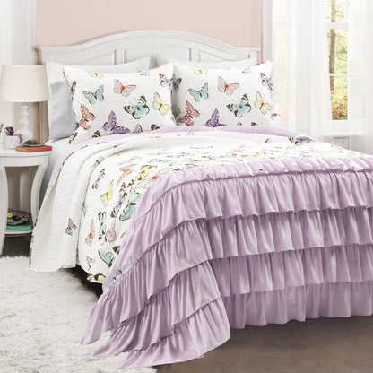 Ensemble de courtepointe 3 pièces Lush Decor Flutter Butterfly