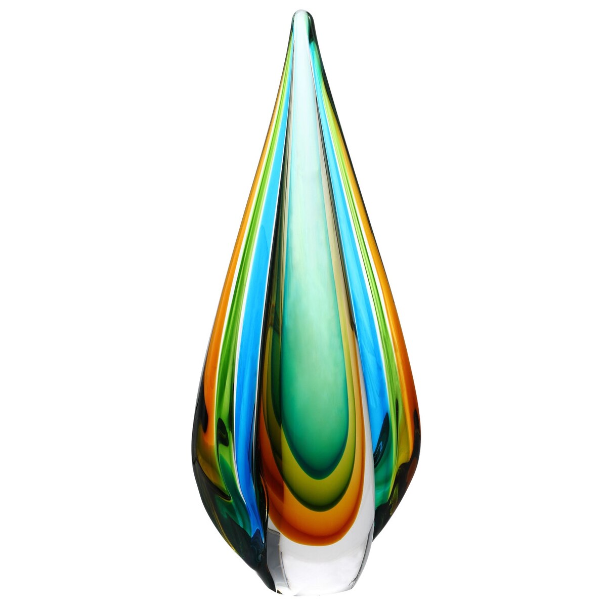 Sculpture en verre soufflé à la main Luxury Lane, en forme de larme à flamme verte, Sommerso, 25 à 45 cm de hauteur