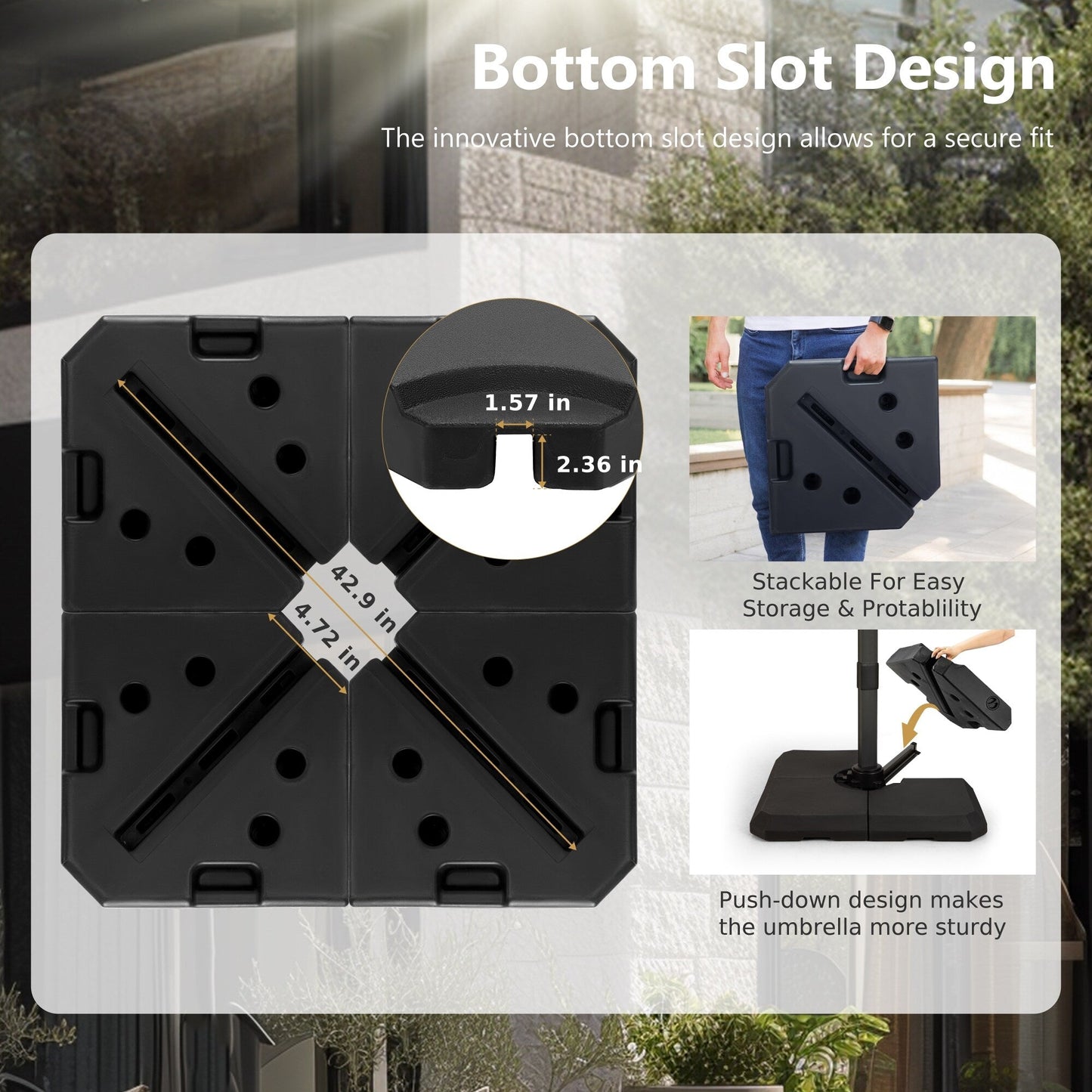 Parasol déporté hydraulique automatique MAISON ARTS de 3,66 m (12 pi) avec mât en aluminium et rotation à 360°