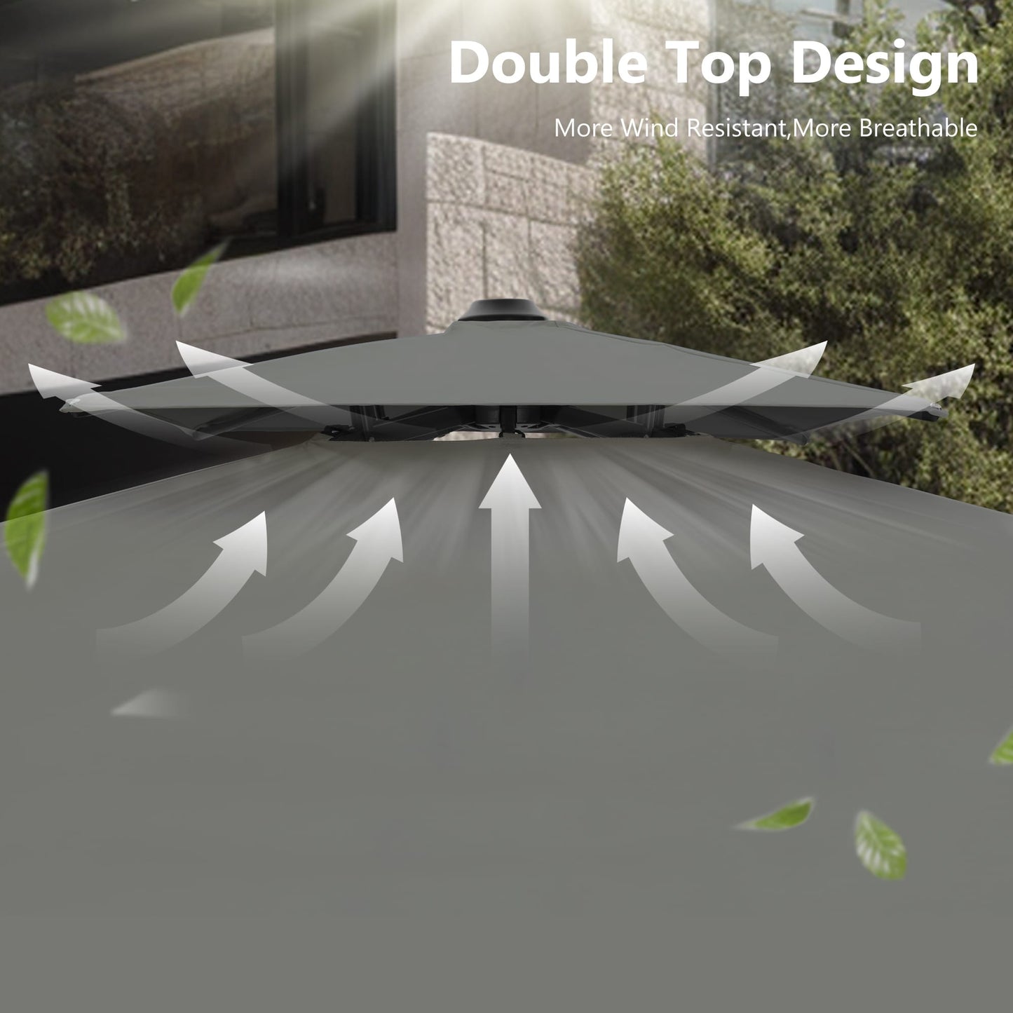 Parasol déporté hydraulique automatique MAISON ARTS de 3,66 m (12 pi) avec mât en aluminium et rotation à 360°