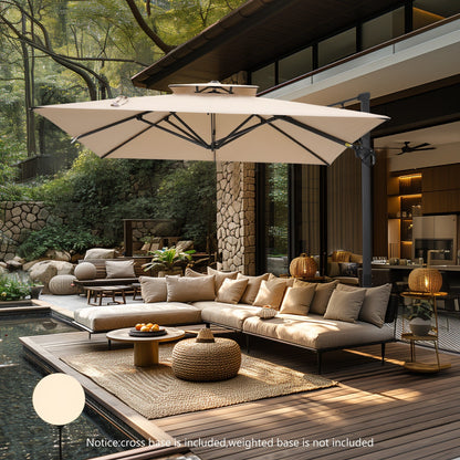 Parasol déporté hydraulique automatique MAISON ARTS de 3,66 m (12 pi) avec mât en aluminium et rotation à 360°