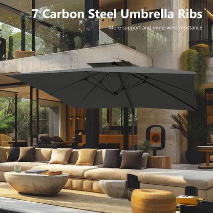 Parasol déporté hydraulique automatique MAISON ARTS de 3,66 m (12 pi) avec mât en aluminium et rotation à 360°