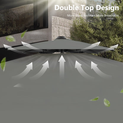 Parasol déporté hydraulique automatique MAISON ARTS de 3,66 m (12 pi) avec mât en aluminium et rotation à 360°