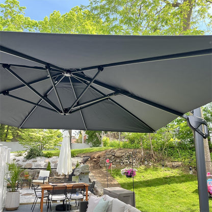 Parasol déporté hydraulique automatique MAISON ARTS de 3,66 m (12 pi) avec mât en aluminium et rotation à 360°