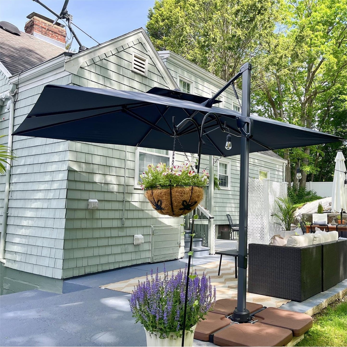 Parasol déporté hydraulique automatique MAISON ARTS de 3,66 m (12 pi) avec mât en aluminium et rotation à 360°