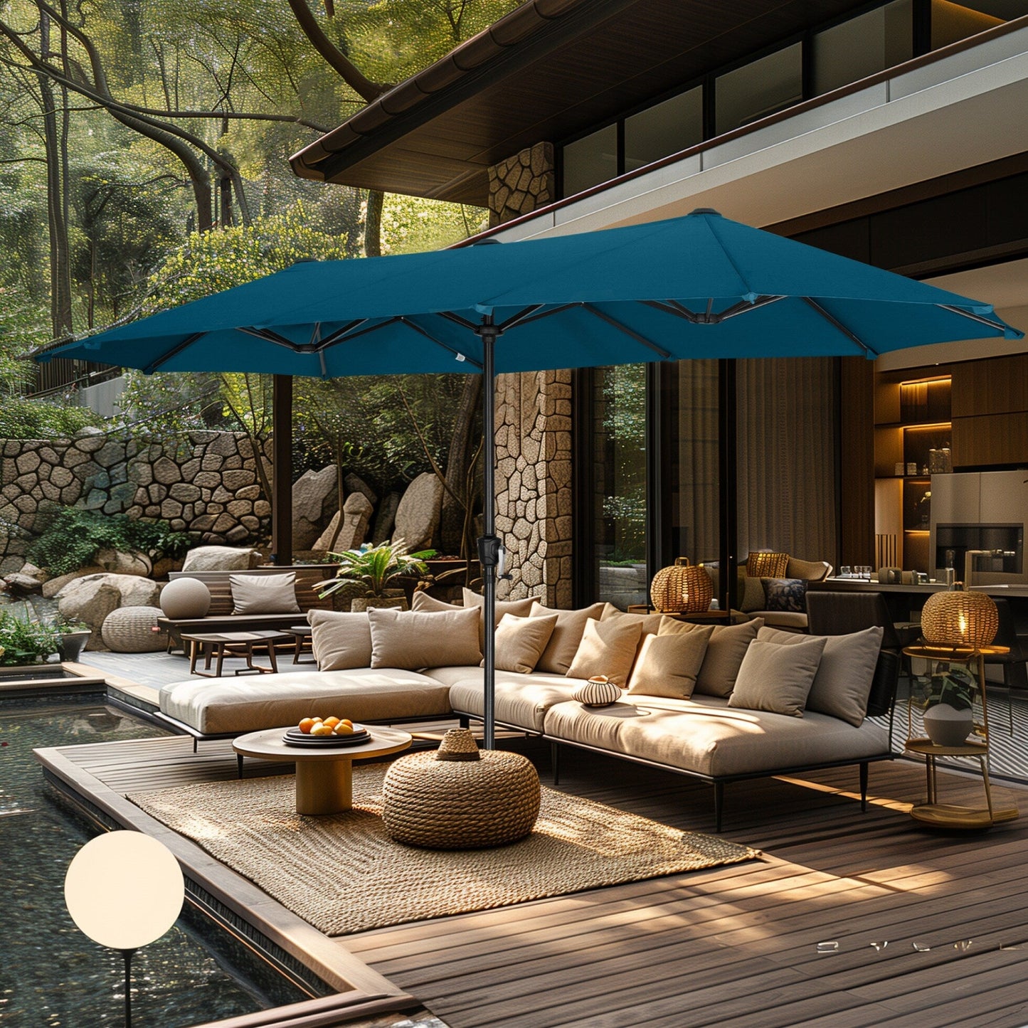 Parasol de terrasse double face extra large de 4 m (13 pi) avec manivelle, MAISON ARTS