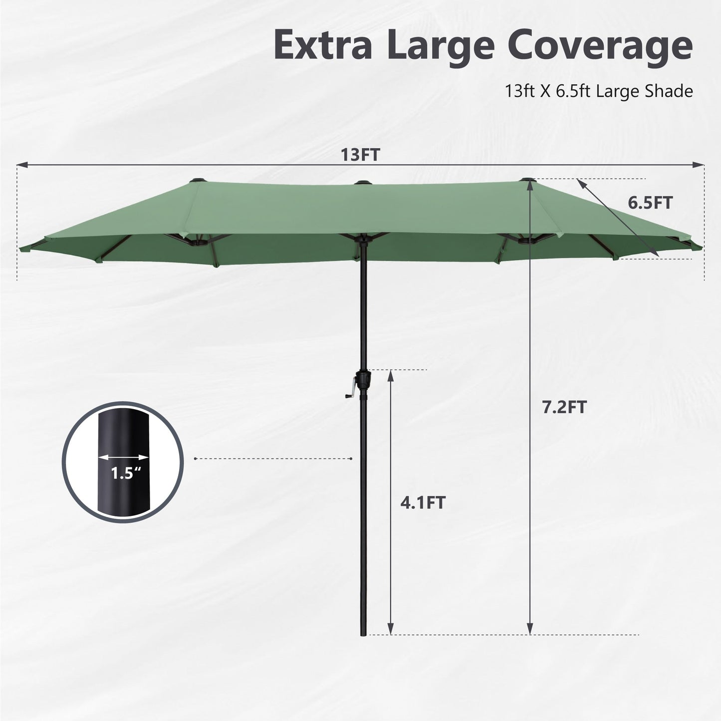Parasol de terrasse double face extra large de 4 m (13 pi) avec manivelle, MAISON ARTS
