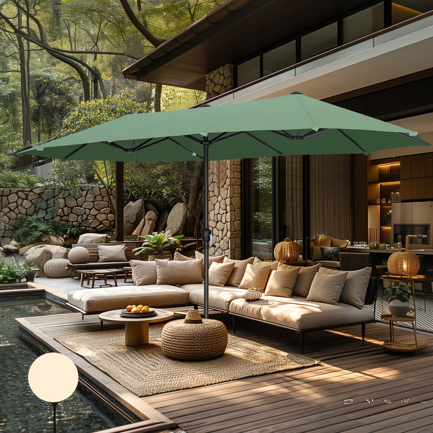 Parasol de terrasse double face extra large de 4 m (13 pi) avec manivelle, MAISON ARTS