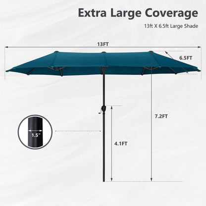 Parasol de terrasse double face extra large de 4 m (13 pi) avec manivelle, MAISON ARTS