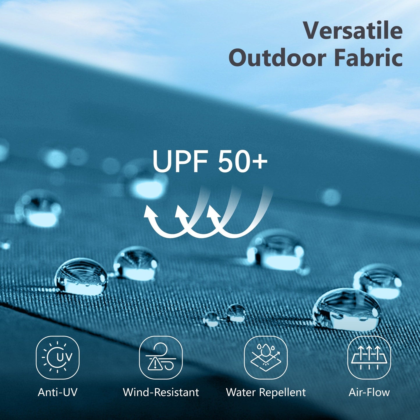 Parasol de marché d'extérieur rectangulaire à manivelle double face MAISON ARTS de 4,57 m (15 pi), avec éclairage solaire à DEL et base incluse