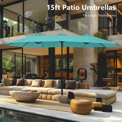 Parasol double face extra large de 4,57 m (15 pi) avec base incluse, MAISON ARTS