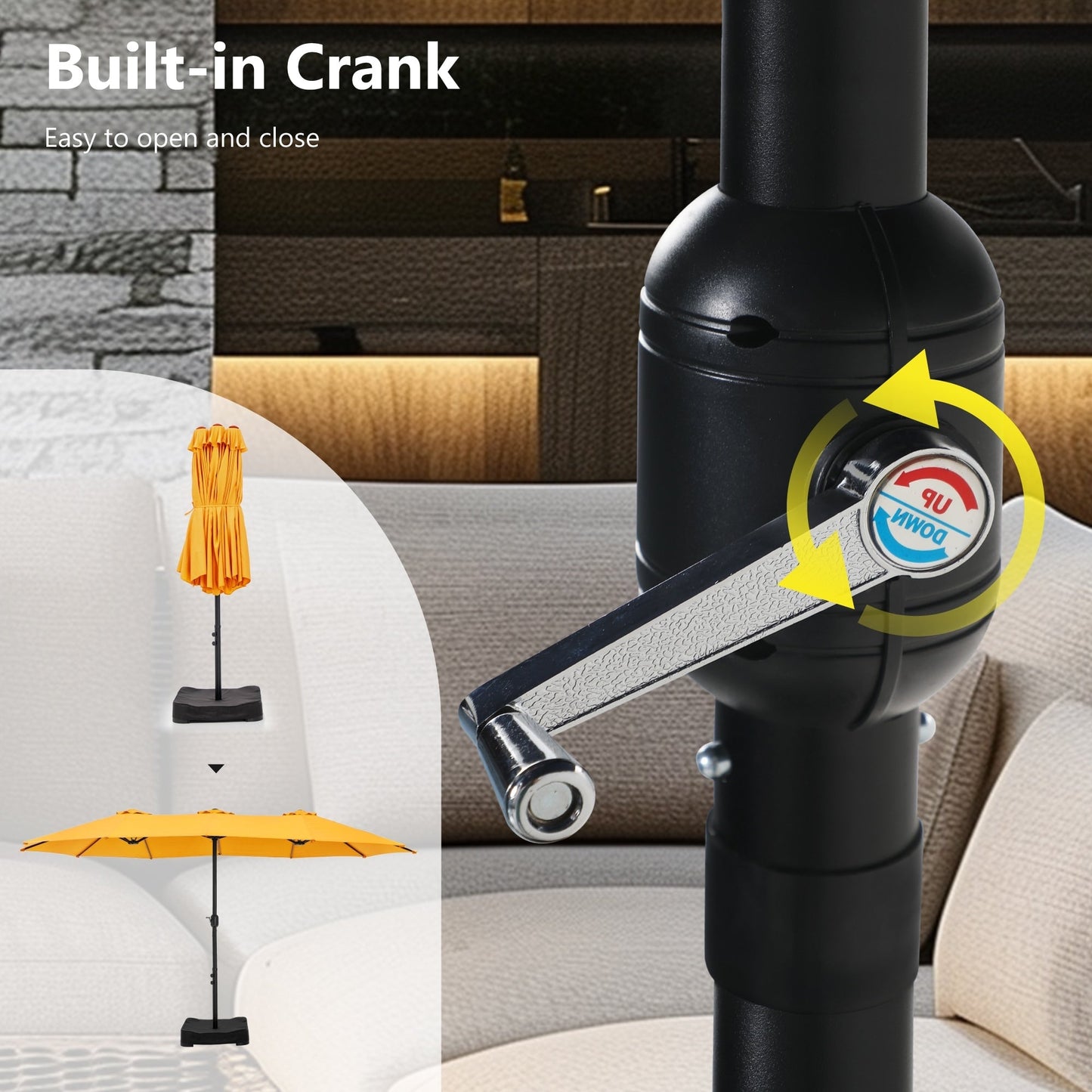 Parasol double face extra large de 4,57 m (15 pi) avec base incluse, MAISON ARTS