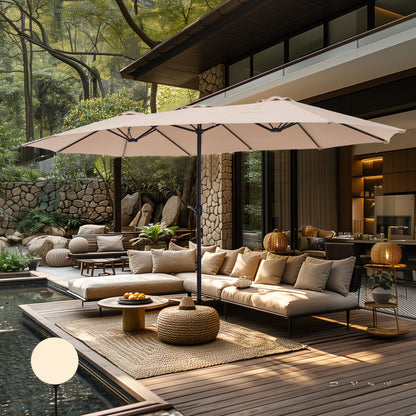 Parasol double face extra large de 4,57 m (15 pi) avec base incluse, MAISON ARTS