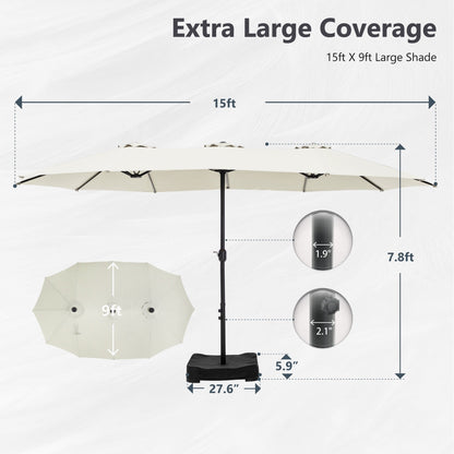 Parasol double face extra large de 4,57 m (15 pi) avec base incluse, MAISON ARTS