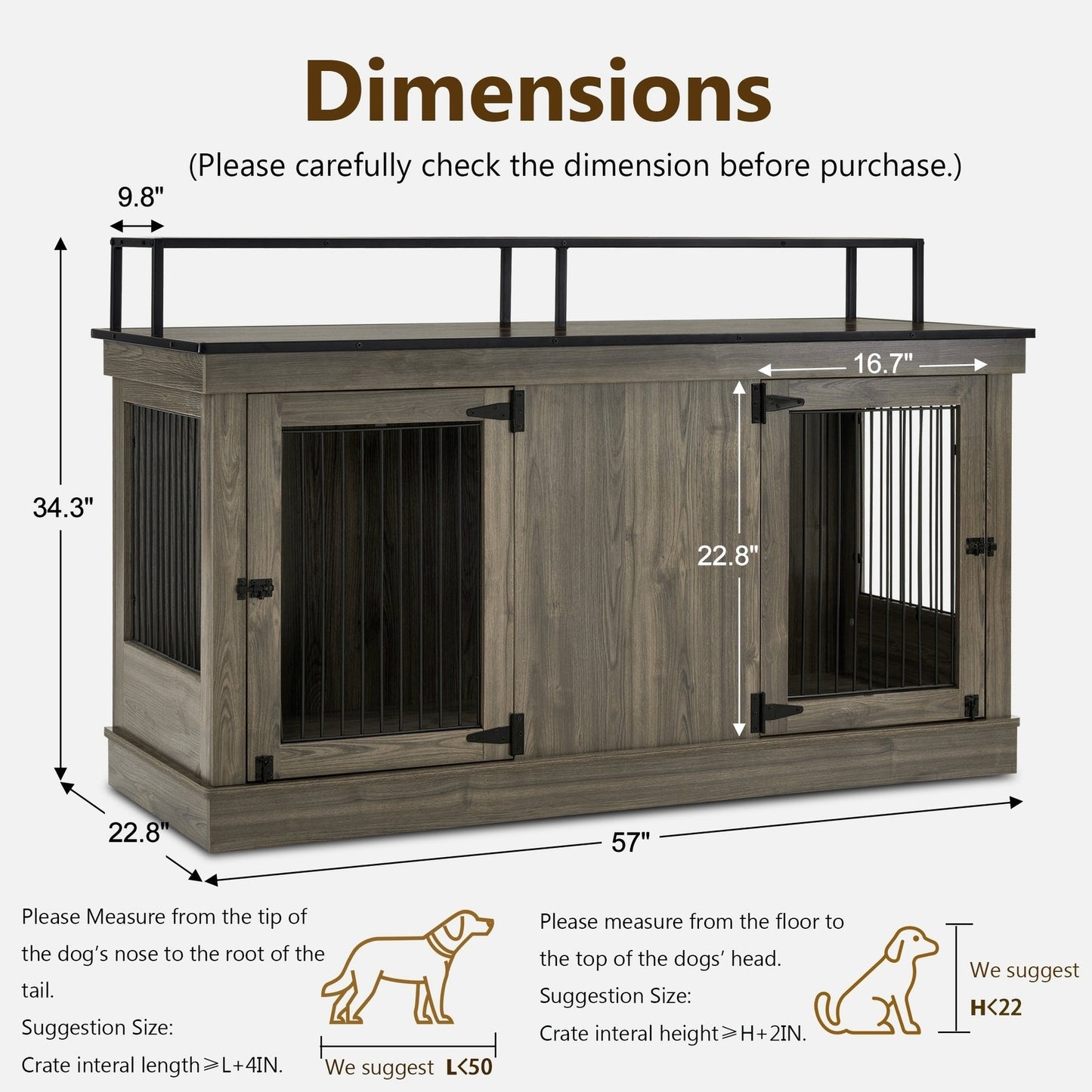 Meuble TV intégré pour grande cage à chien Mcombo, niche en bois avec double porte 1861