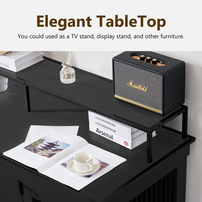 Meuble TV intégré pour grande cage à chien Mcombo, niche en bois avec double porte 1861