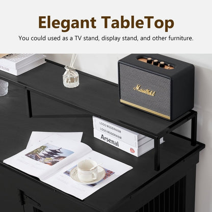 Meuble TV intégré pour grande cage à chien Mcombo, niche en bois avec double porte 1861