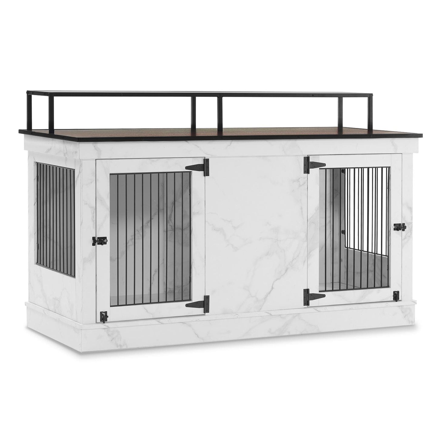 Meuble TV intégré pour grande cage à chien Mcombo, niche en bois avec double porte 1861