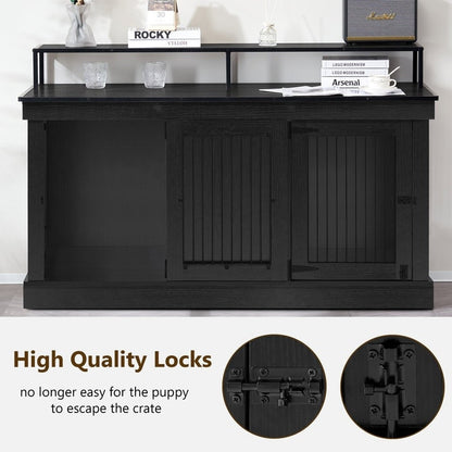 Meuble TV intégré pour grande cage à chien Mcombo, niche en bois avec double porte 1861