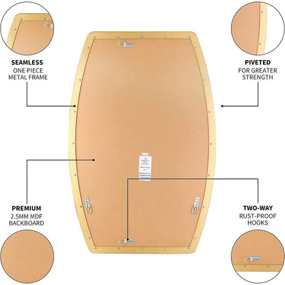 Miroir mural oblong en métal MacLuu