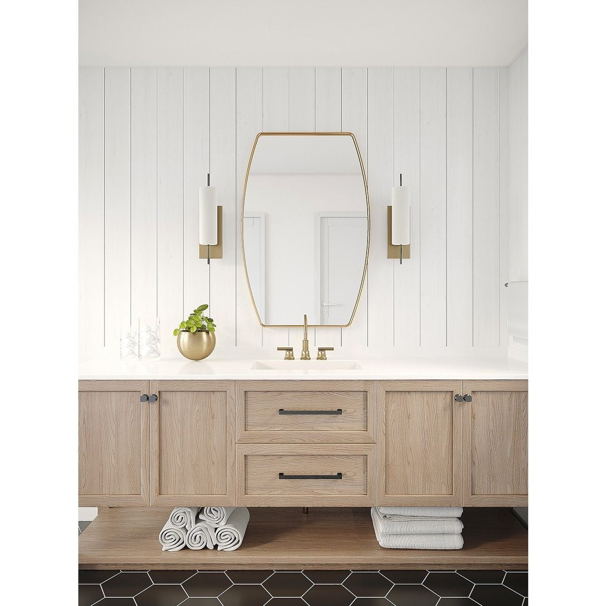 Miroir mural oblong en métal MacLuu