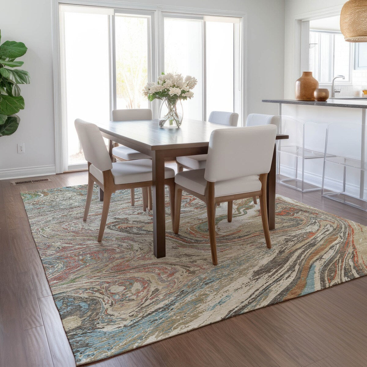 Tapis Chantille à motifs abstraits, lavable en machine, pour intérieur et extérieur