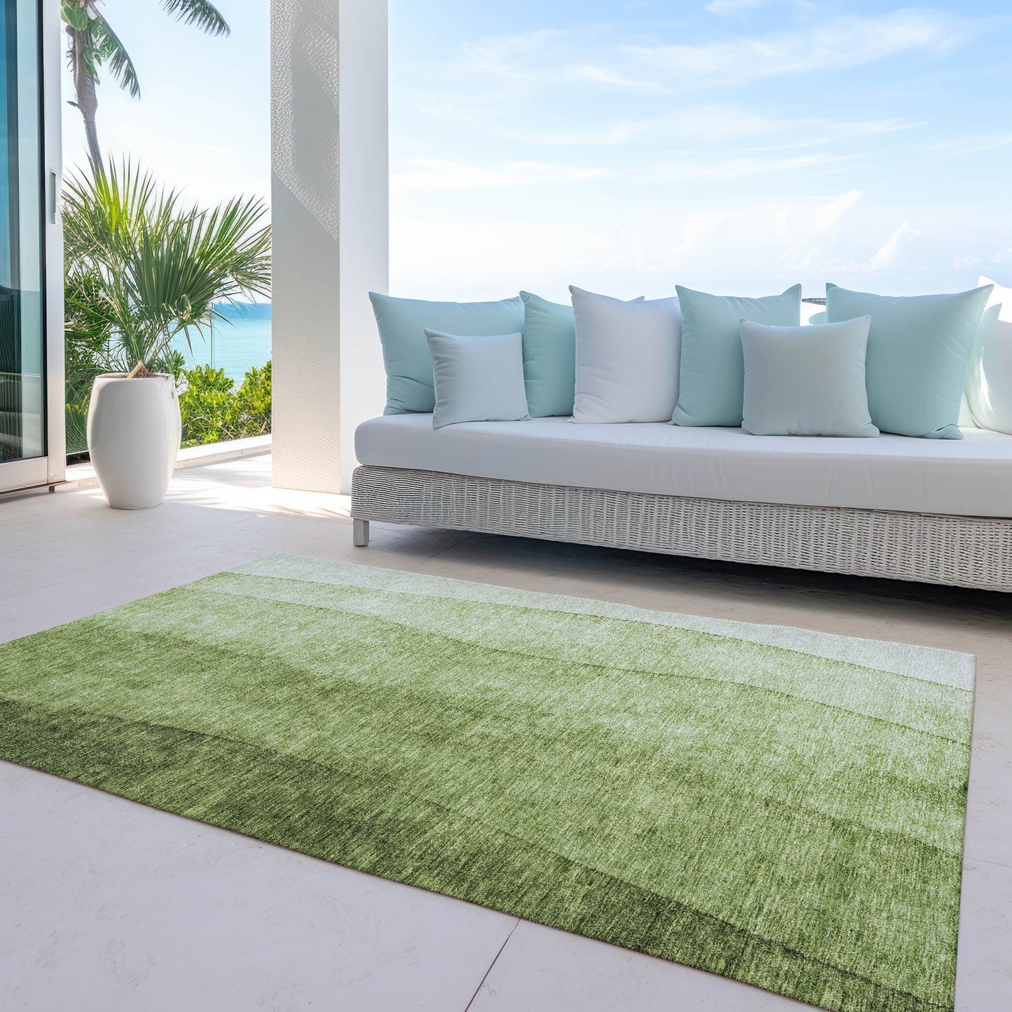 Tapis Chantille contemporain ombré lavable en machine pour intérieur/extérieur