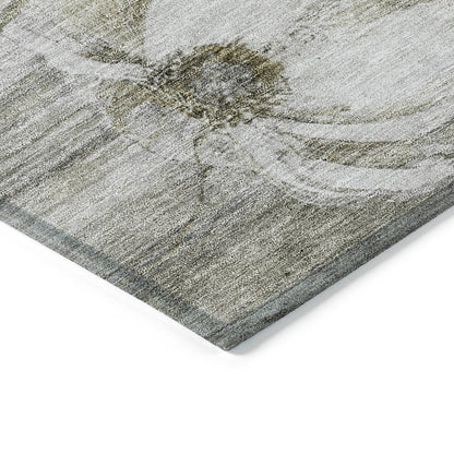 Tapis Chantille moderne à motif floral, lavable en machine, pour intérieur/extérieur