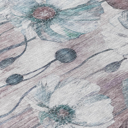 Tapis Chantille moderne à motif floral, lavable en machine, pour intérieur/extérieur