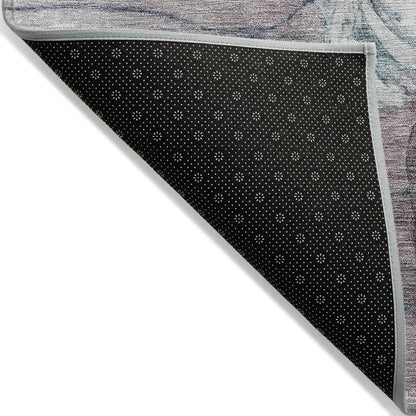 Tapis Chantille moderne à motif floral, lavable en machine, pour intérieur/extérieur