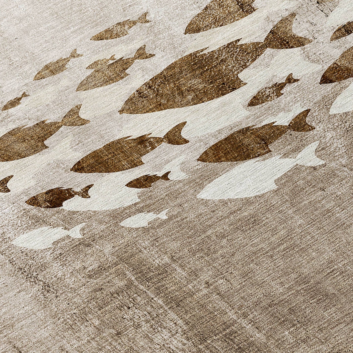 Tapis Chantille moderne sur le thème marin, lavable en machine, pour intérieur/extérieur