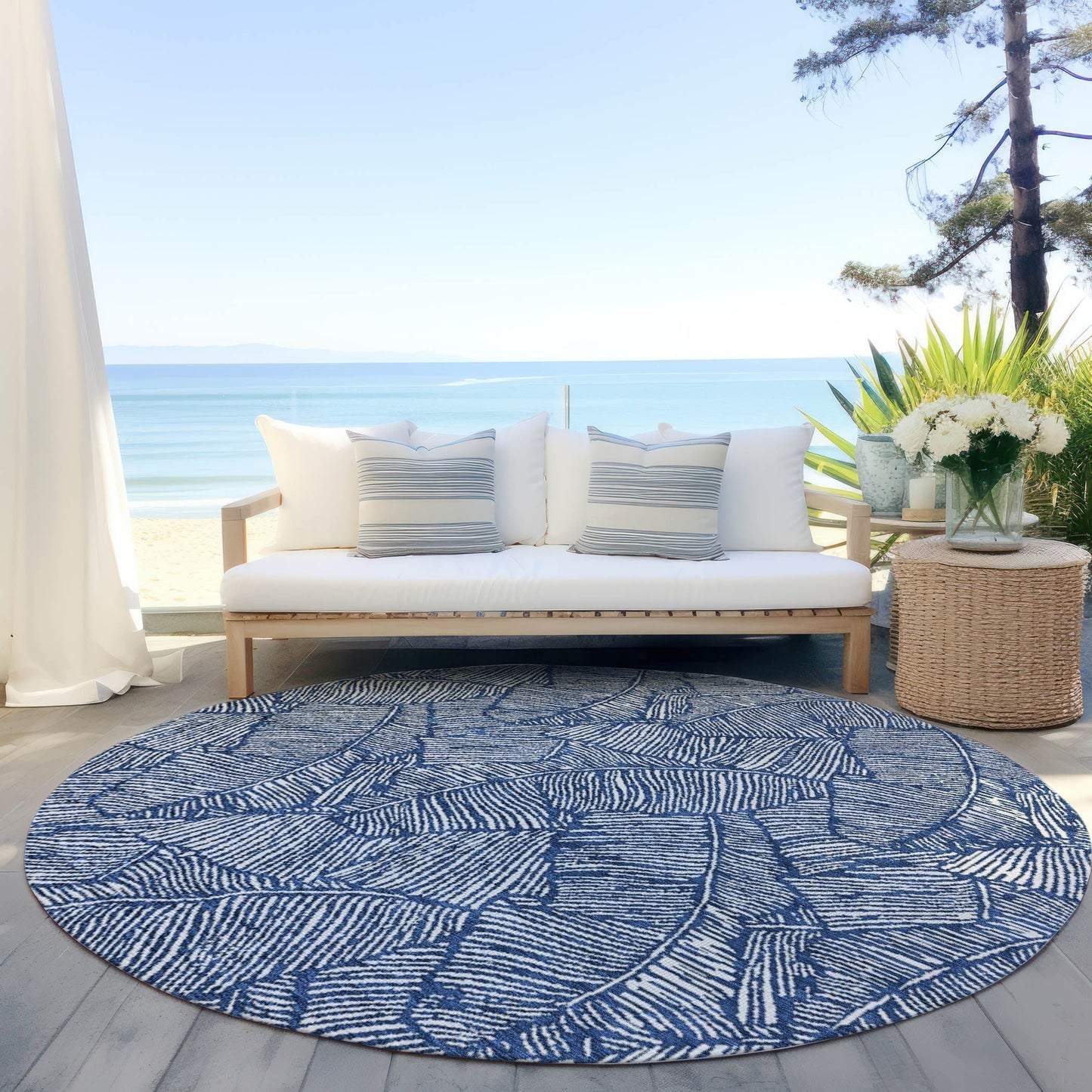 Tapis Chantille Tropical Palm lavable en machine pour intérieur/extérieur
