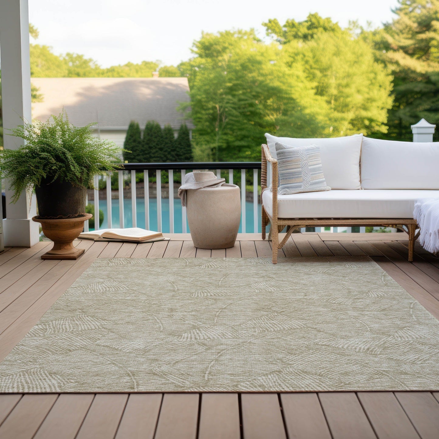 Tapis Chantille Tropical Palm lavable en machine pour intérieur/extérieur