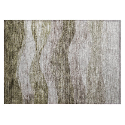 Tapis Chantille contemporain à vagues, lavable en machine, pour intérieur et extérieur