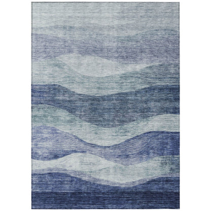 Tapis Chantille contemporain à vagues, lavable en machine, pour intérieur et extérieur