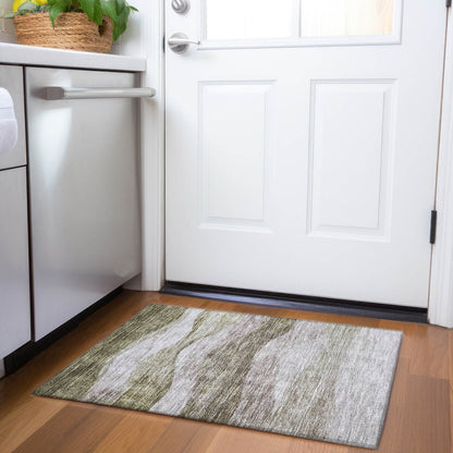 Tapis Chantille contemporain à vagues, lavable en machine, pour intérieur et extérieur