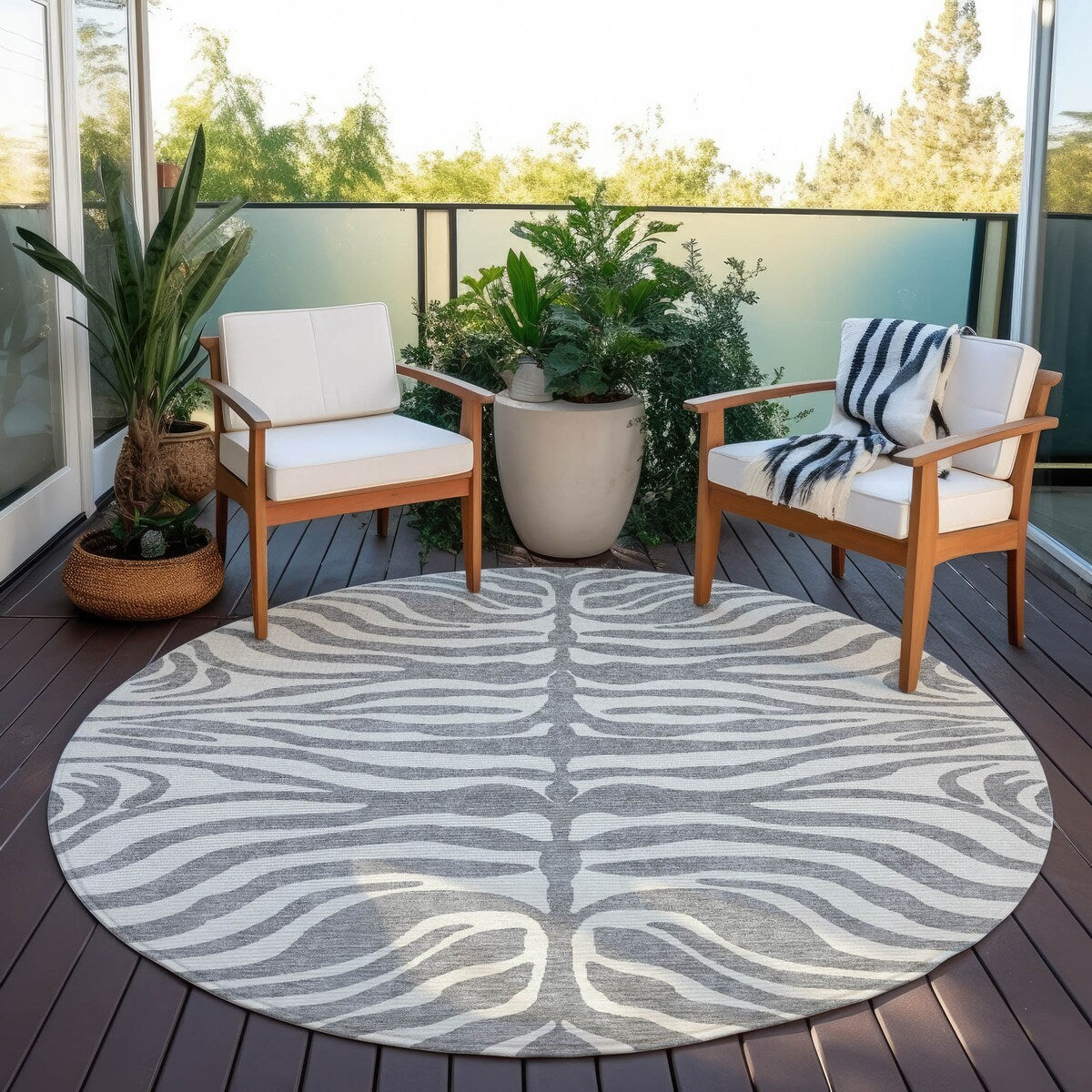 Tapis Chantille moderne à motif animal, lavable en machine, pour intérieur et extérieur