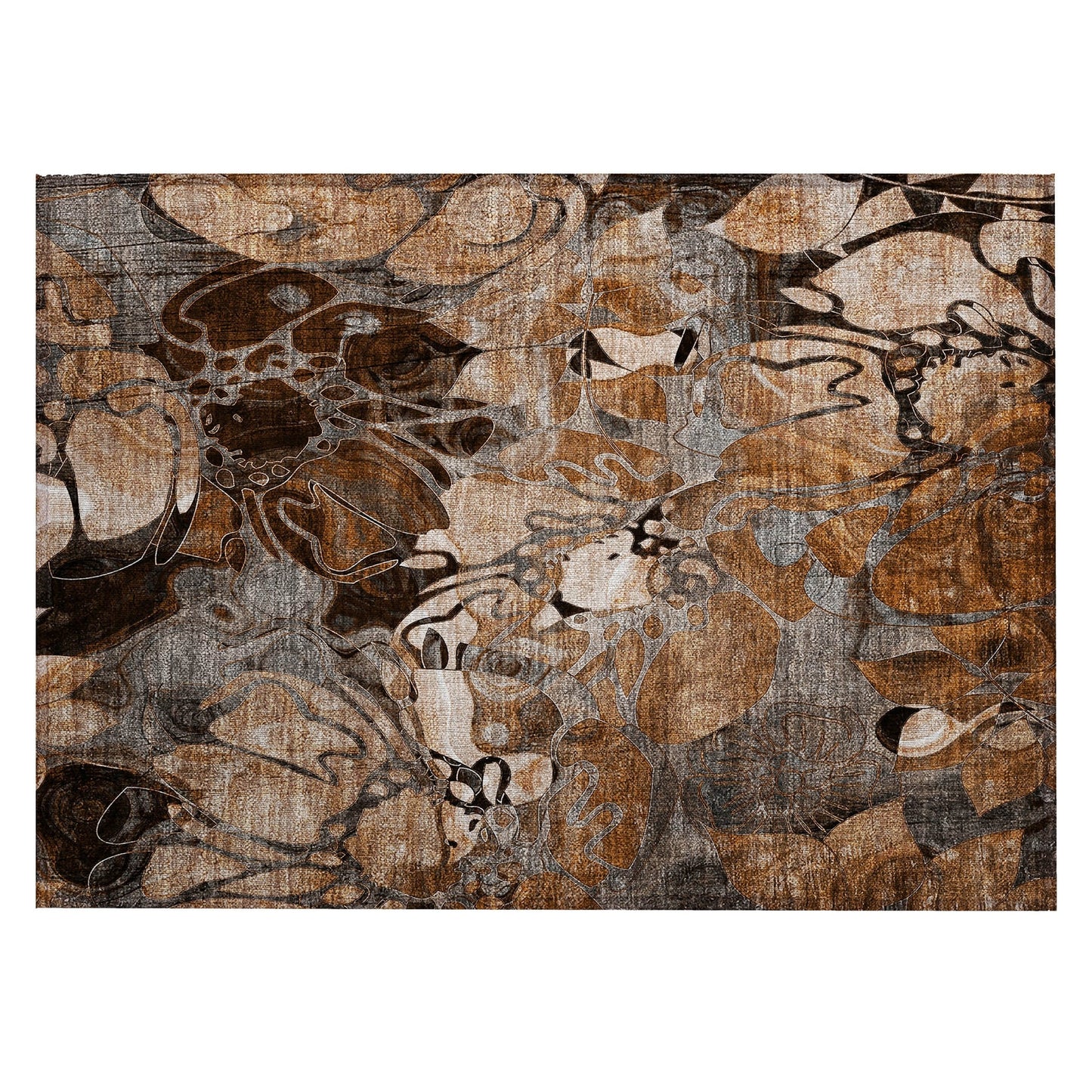 Tapis Chantille moderne à motif floral lavable en machine pour intérieur/extérieur