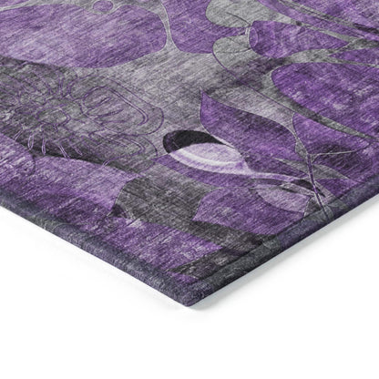 Tapis Chantille moderne à motif floral lavable en machine pour intérieur/extérieur