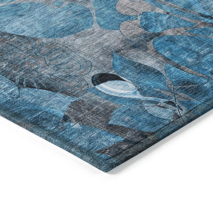 Tapis Chantille moderne à motif floral lavable en machine pour intérieur/extérieur