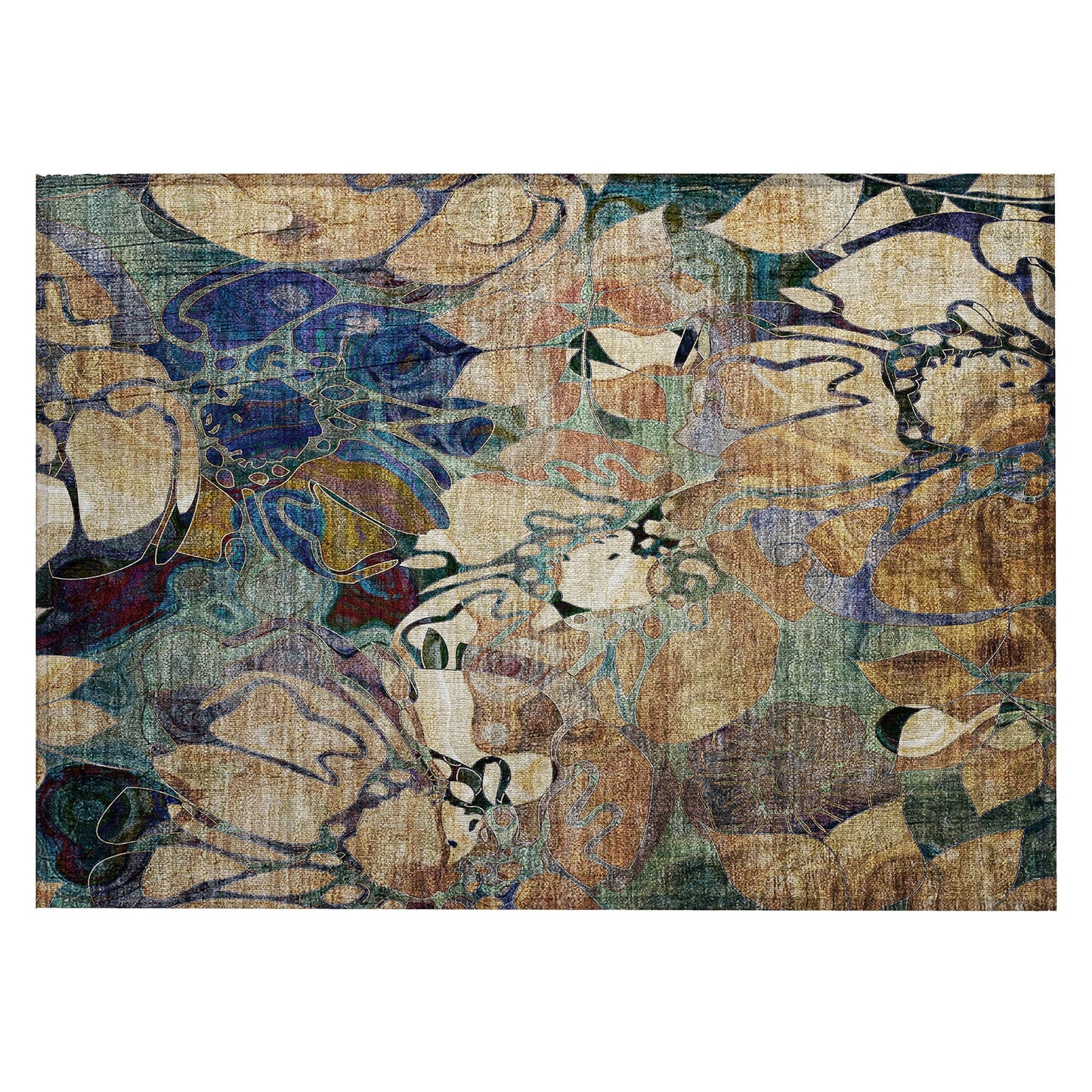 Tapis Chantille moderne à motif floral lavable en machine pour intérieur/extérieur