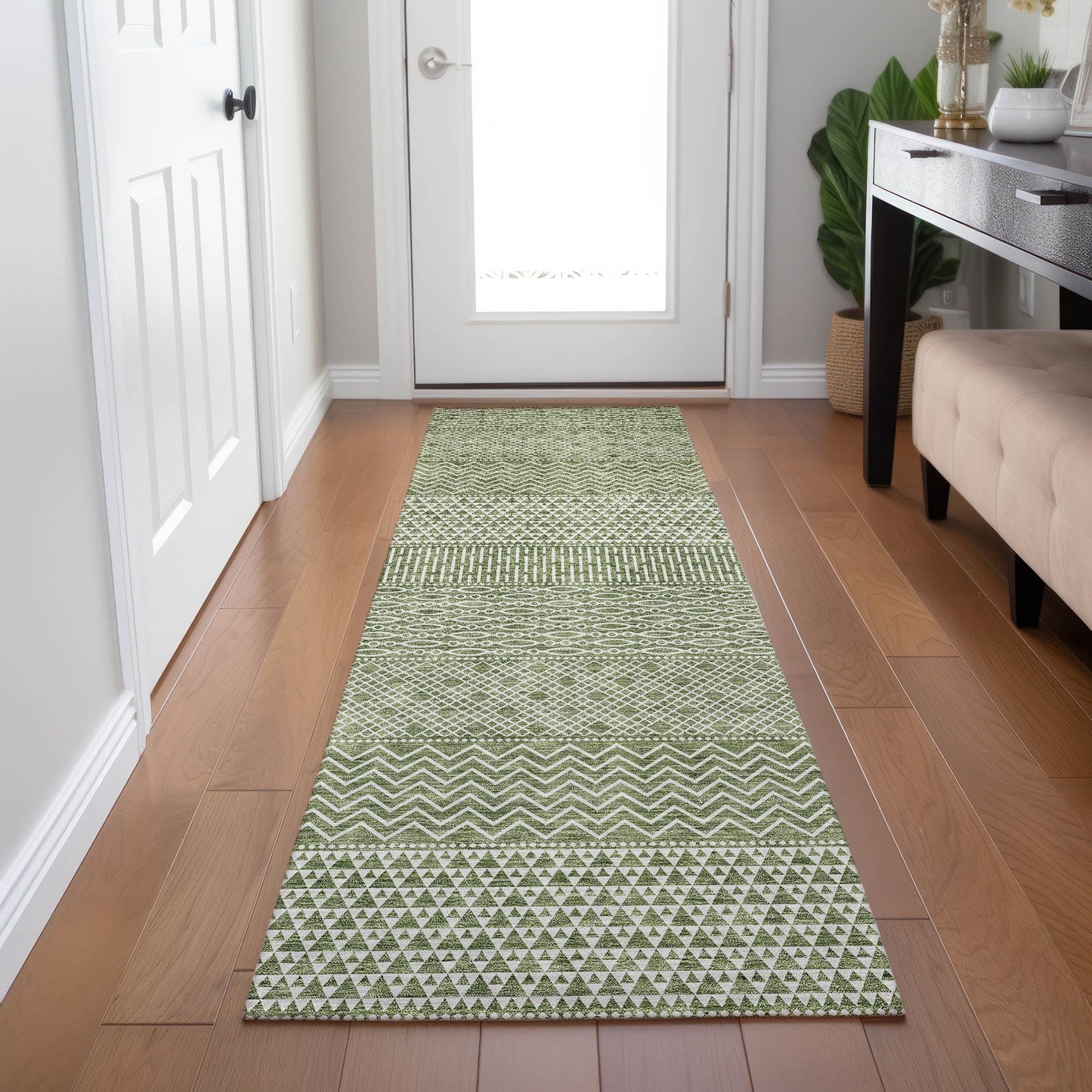 Tapis Chantille à rayures modernes, lavable en machine, pour intérieur et extérieur