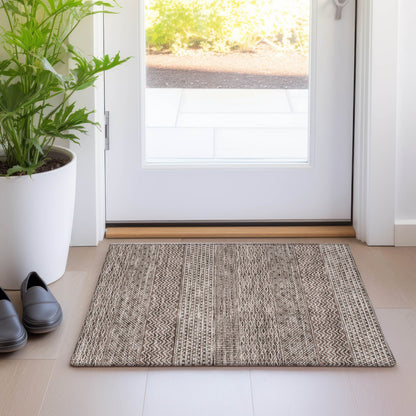 Tapis Chantille à rayures modernes, lavable en machine, pour intérieur et extérieur